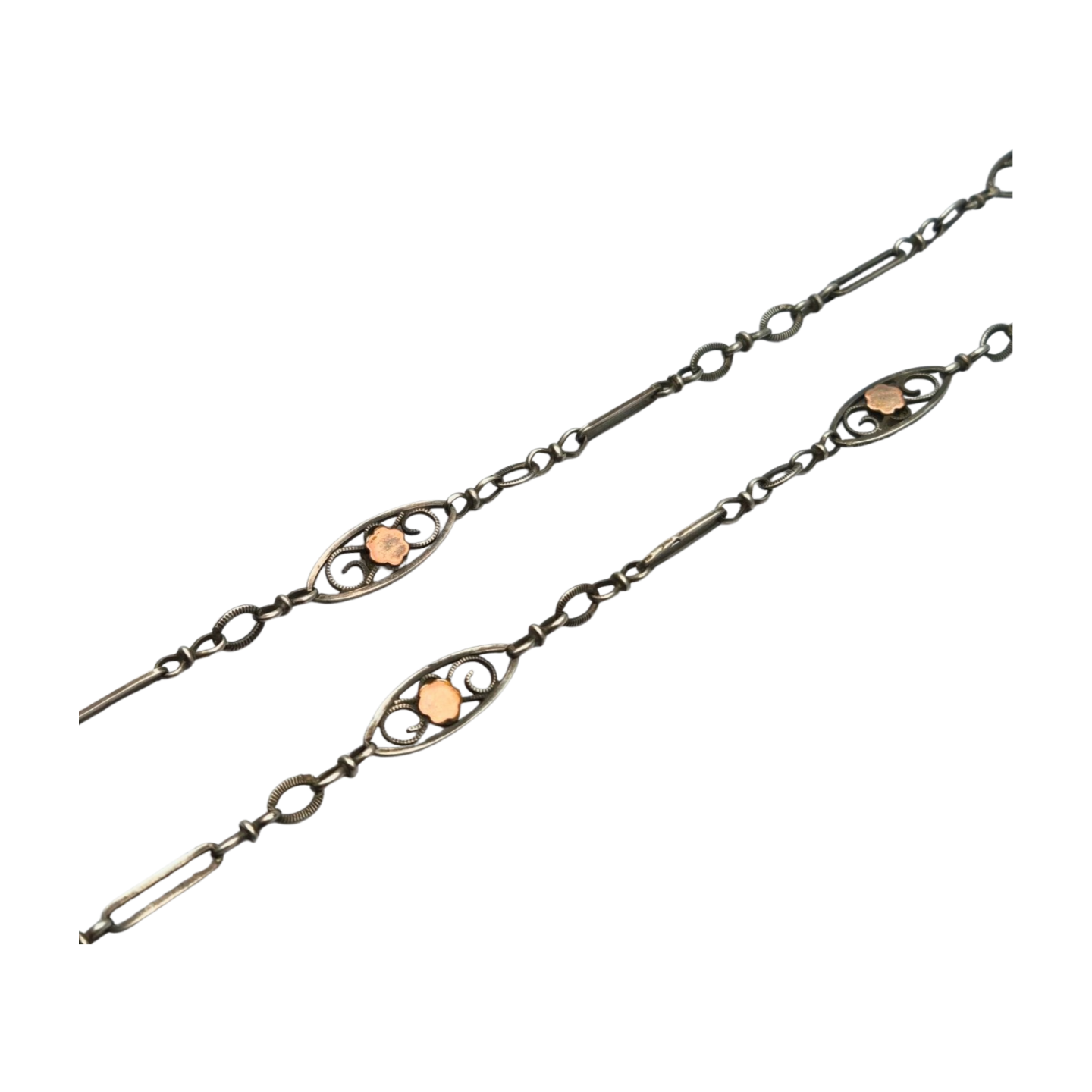 Collar Napoleón III en plata y oro rosa relleno circa 1890 con flores caladas