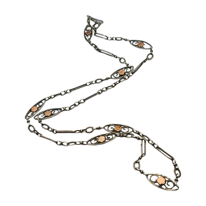 Collar Napoleón III en plata y oro rosa relleno circa 1890 con flores caladas