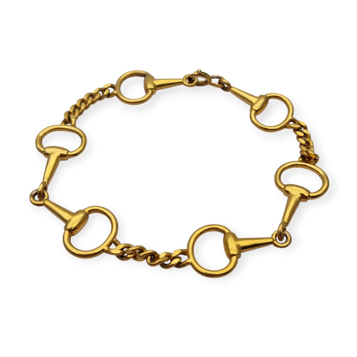 Vintage equestrian design bracelet, gold plated, circa 1980.