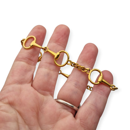 Vintage equestrian design bracelet, gold plated, circa 1980.
