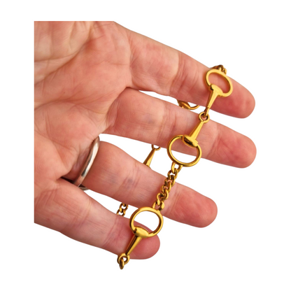 Vintage equestrian design bracelet, gold plated, circa 1980.