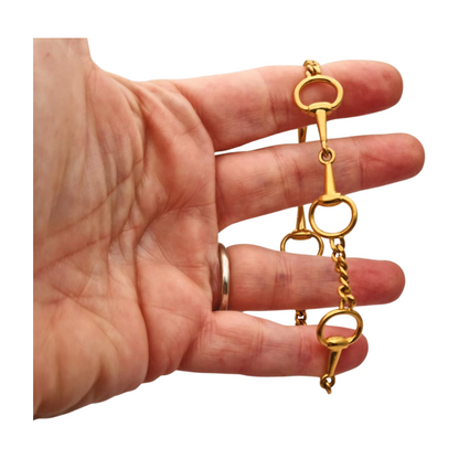 Vintage equestrian design bracelet, gold plated, circa 1980.
