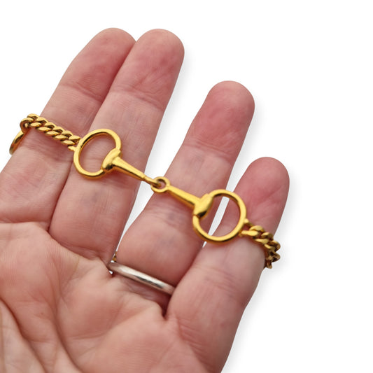 Vintage equestrian design bracelet, gold plated, circa 1980.