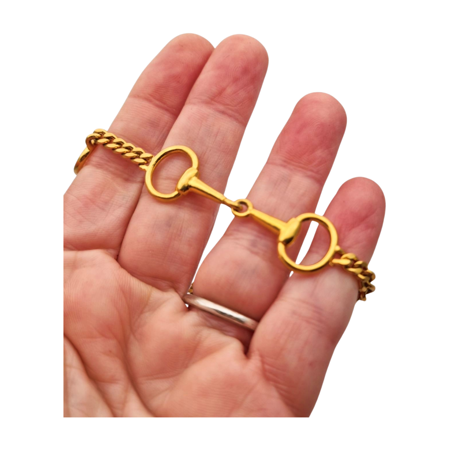 Vintage equestrian design bracelet, gold plated, circa 1980.
