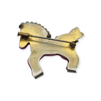 Horse brooch in glazed ceramic, Made in France