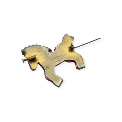 Horse brooch in glazed ceramic, Made in France