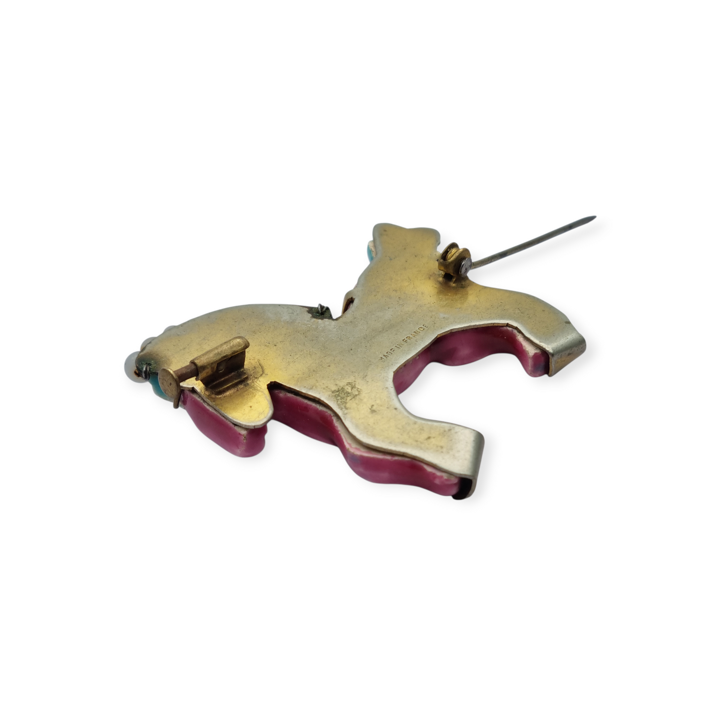 Horse brooch in glazed ceramic, Made in France