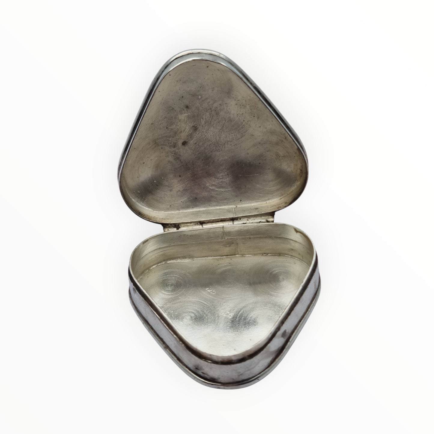 Triangular box made of 925 sterling silver, engraved with rounded edges, 1980s