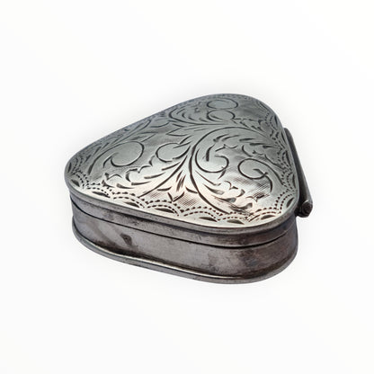 Triangular box made of 925 sterling silver, engraved with rounded edges, 1980s