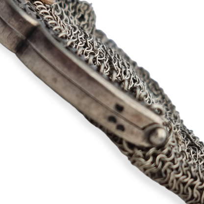 Monedero antiguo de malla en plata y oro, modernista circa 1890-1900