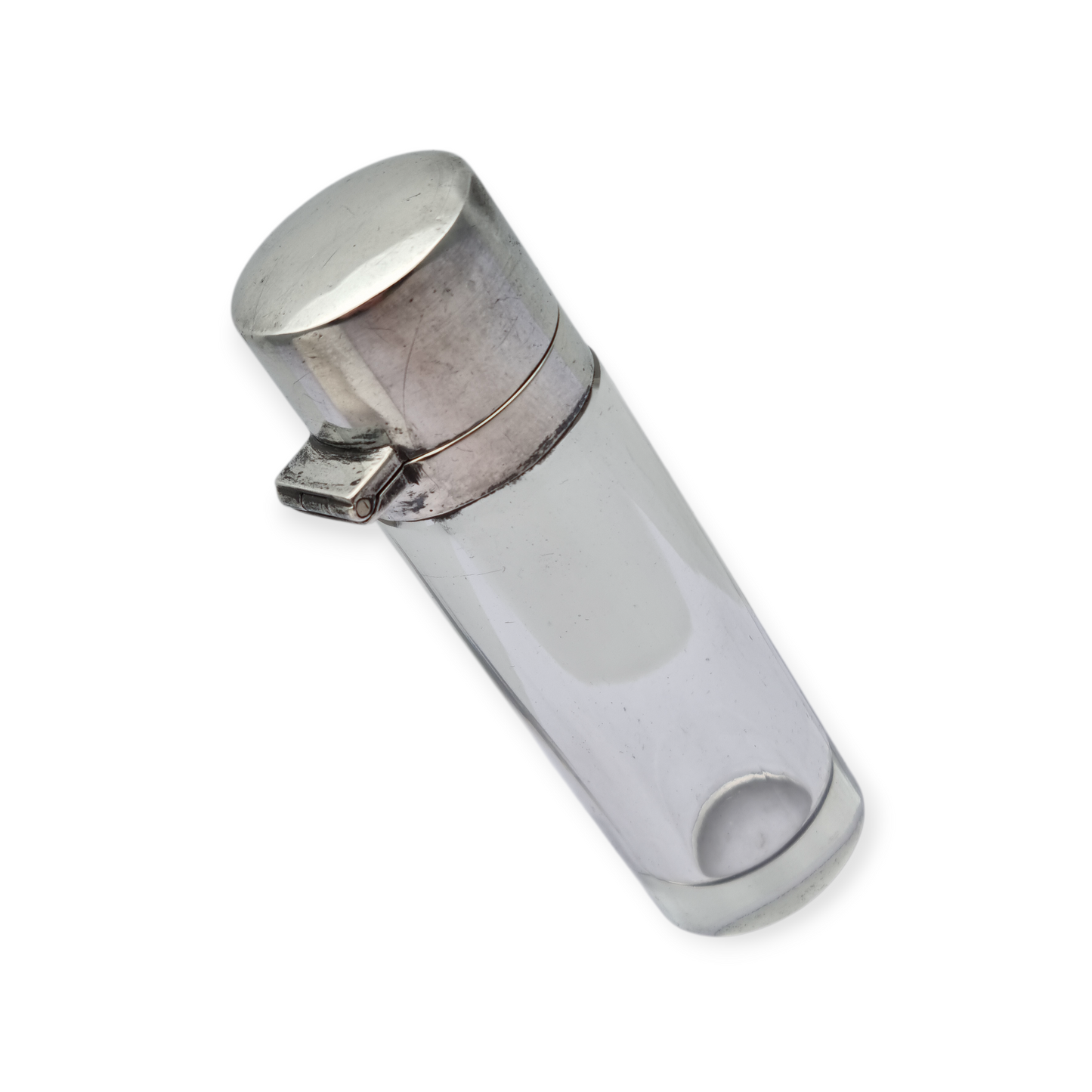 Perfumero victoriano de plata y vidrio Birmingham 1908, "CEW" "C E Williams"