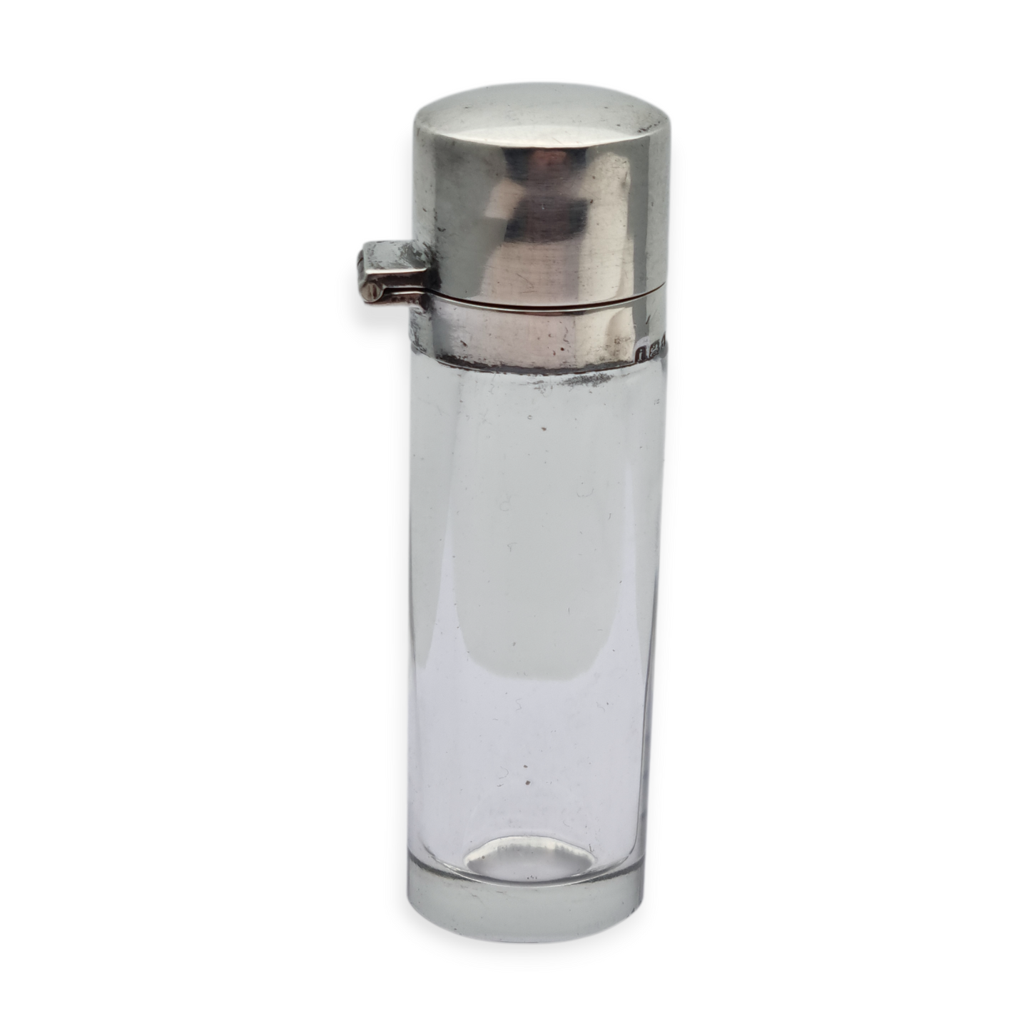 Perfumero victoriano de plata y vidrio Birmingham 1908, "CEW" "C E Williams"