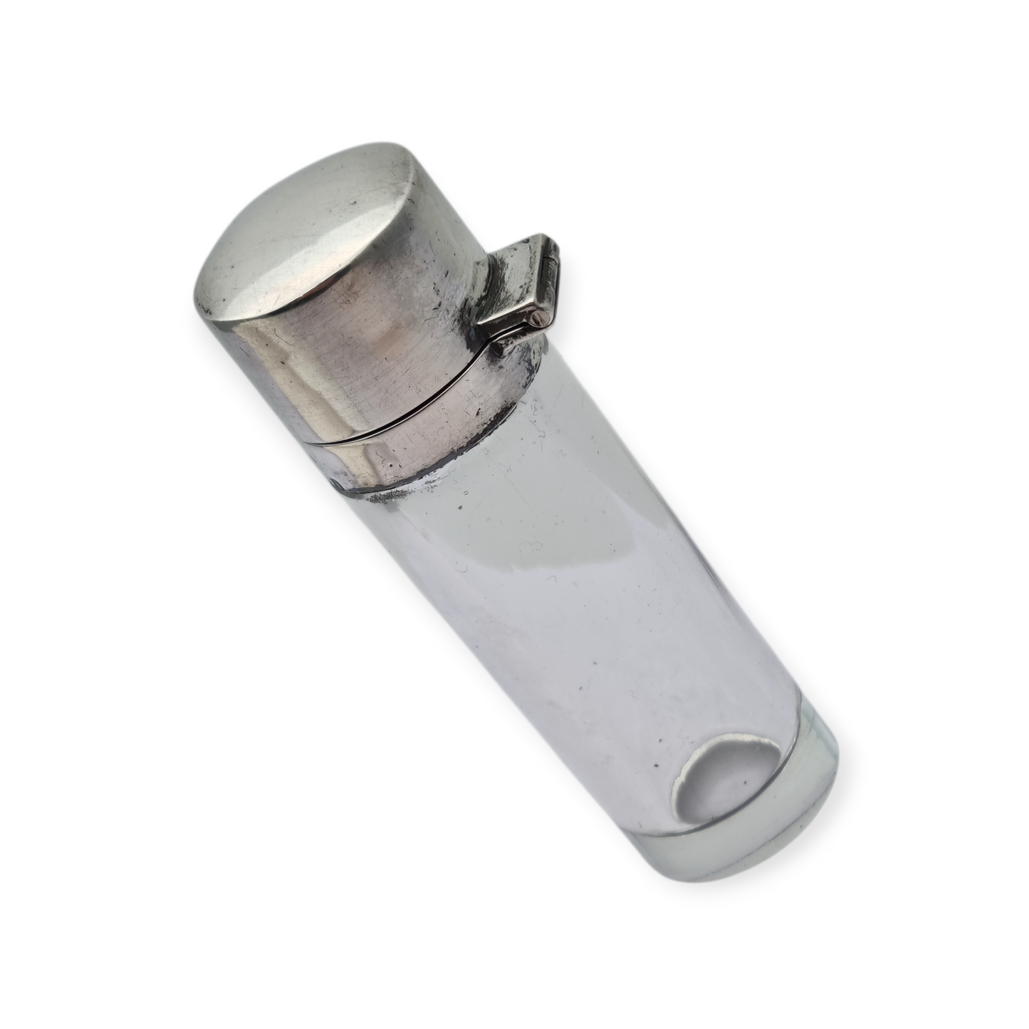 Perfumero victoriano de plata y vidrio Birmingham 1908, "CEW" "C E Williams"