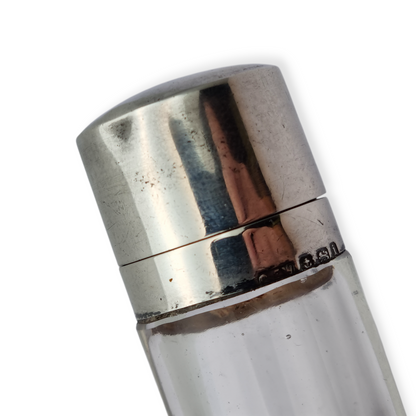 Perfumero victoriano de plata y vidrio Birmingham 1908, "CEW" "C E Williams"