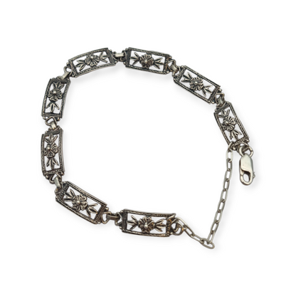 Vintage Spanish bracelet from the 60s-70s in 925 silver with floral links
