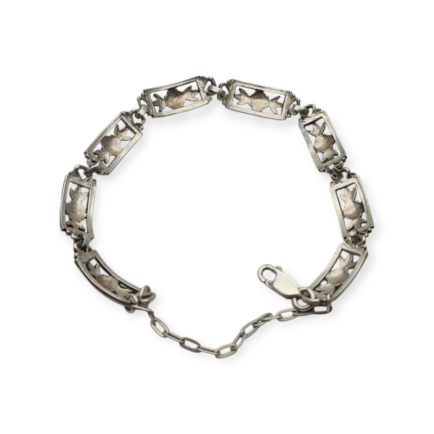 Vintage Spanish bracelet from the 60s-70s in 925 silver with floral links