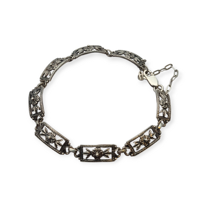 Vintage Spanish bracelet from the 60s-70s in 925 silver with floral links