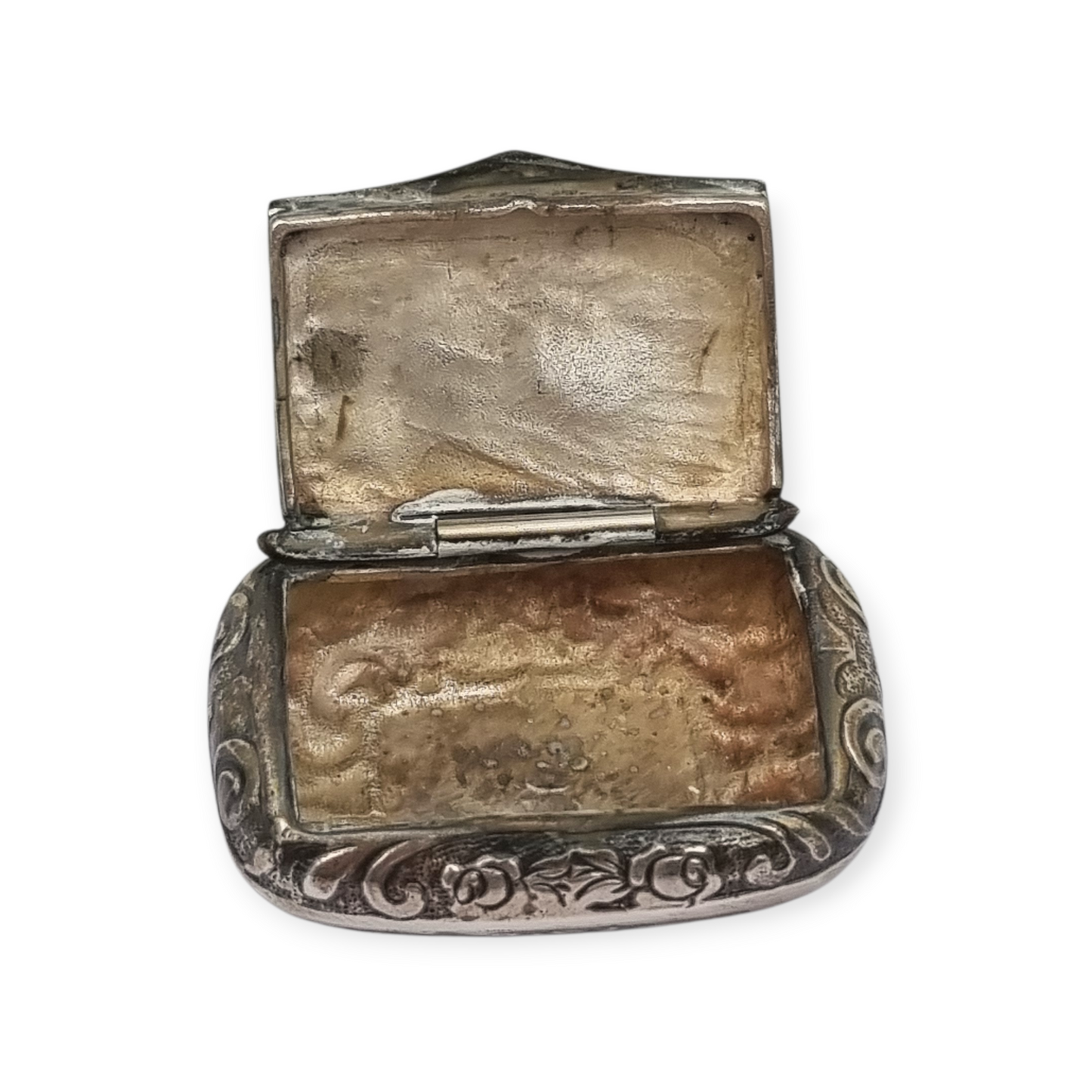 Caja pequeña plata 925 italiana grabada con flores, Milano, circa 1970