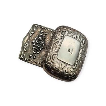 Caja pequeña plata 925 italiana grabada con flores, Milano, circa 1970