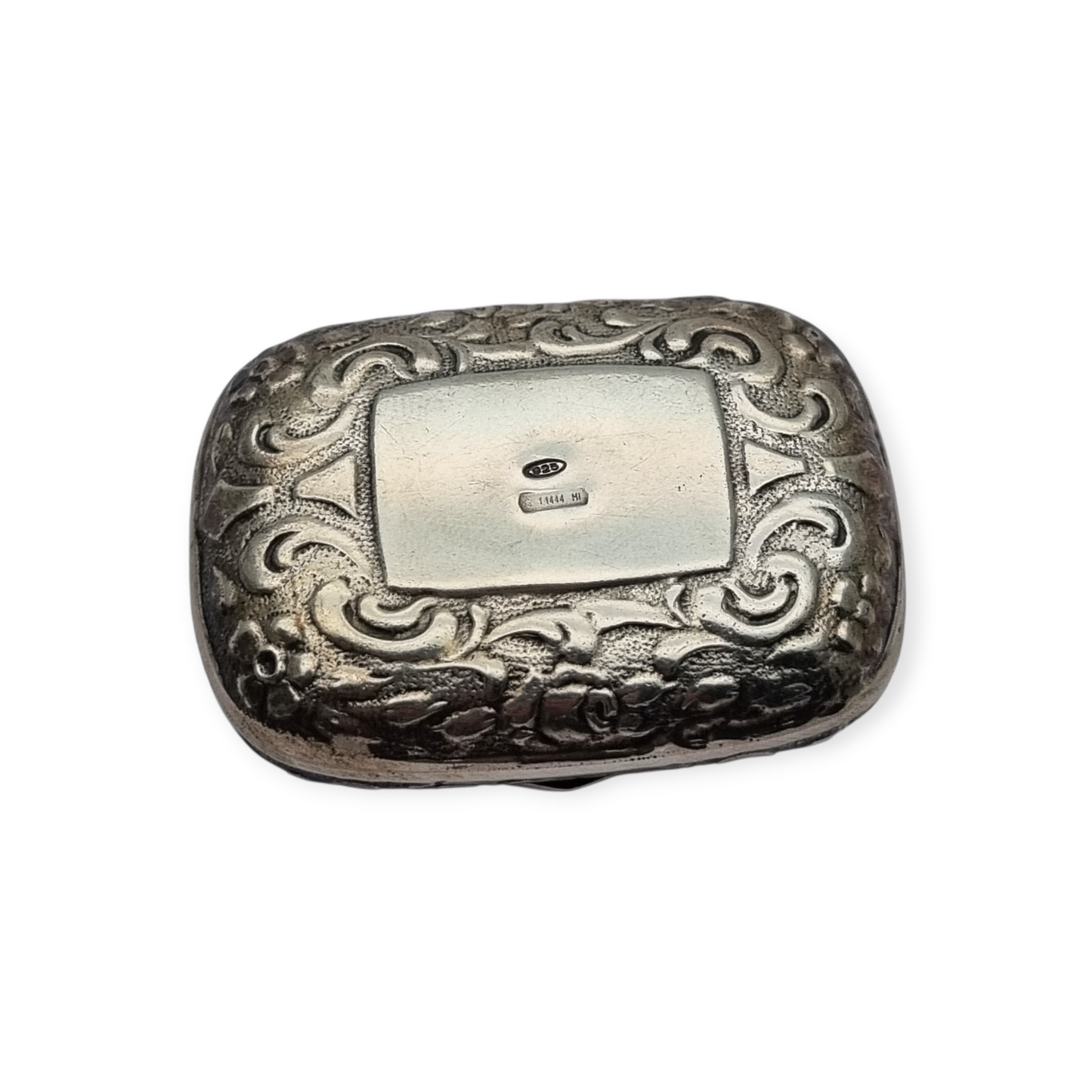 Caja pequeña plata 925 italiana grabada con flores, Milano, circa 1970