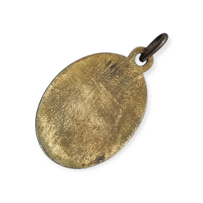 Medalla antigua San Cristóbal esmalte azul protector viajeros Europa, circa 1950-60