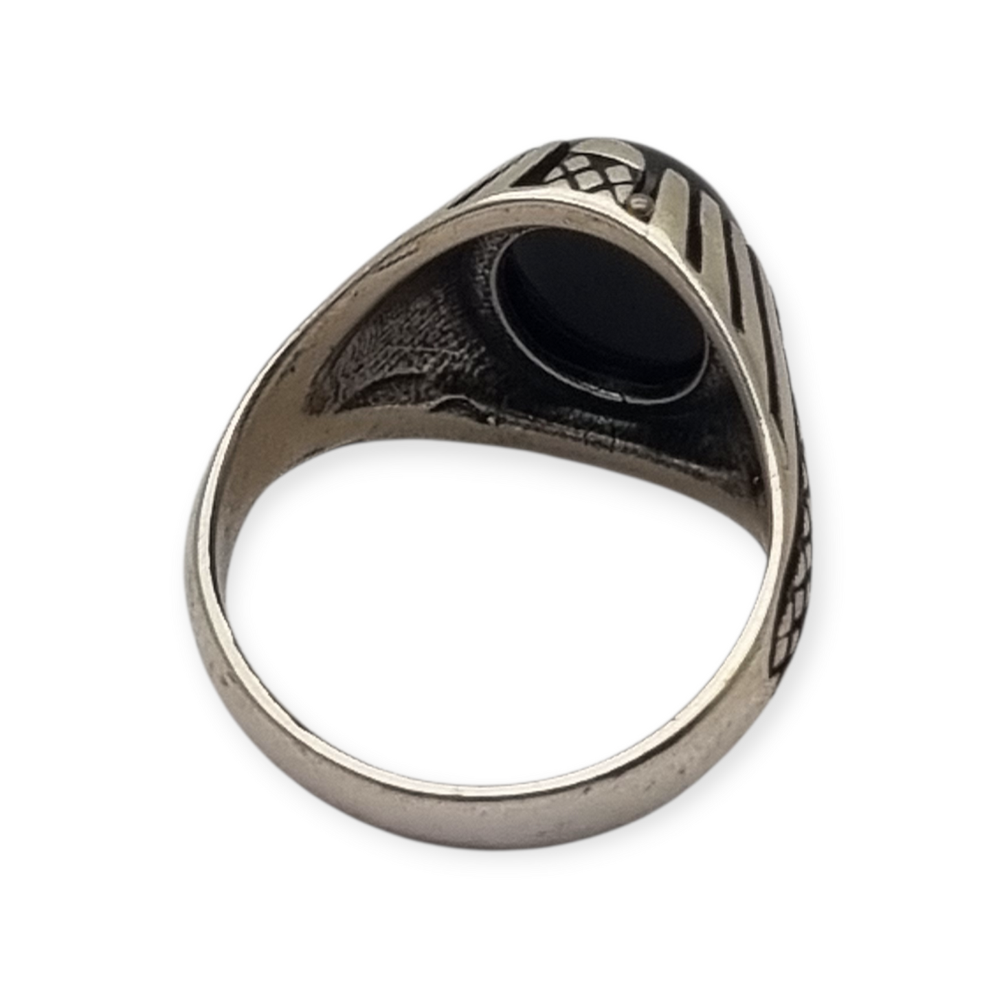 Anillo vintage de plata 925 con ónix negro años 80