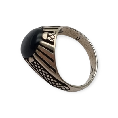 Anillo vintage de plata 925 con ónix negro años 80