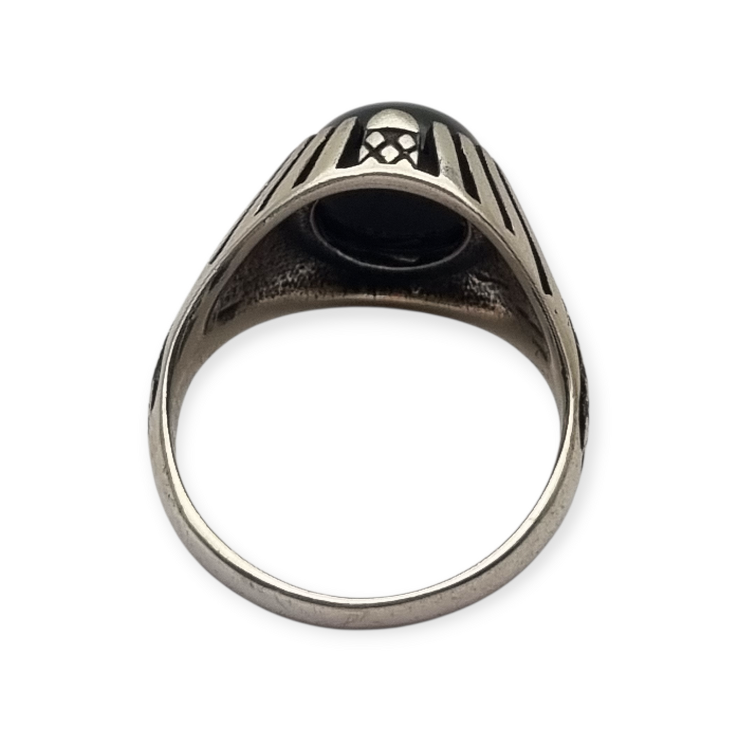 Anillo vintage de plata 925 con ónix negro años 80