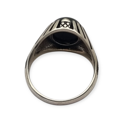 Anillo vintage de plata 925 con ónix negro años 80