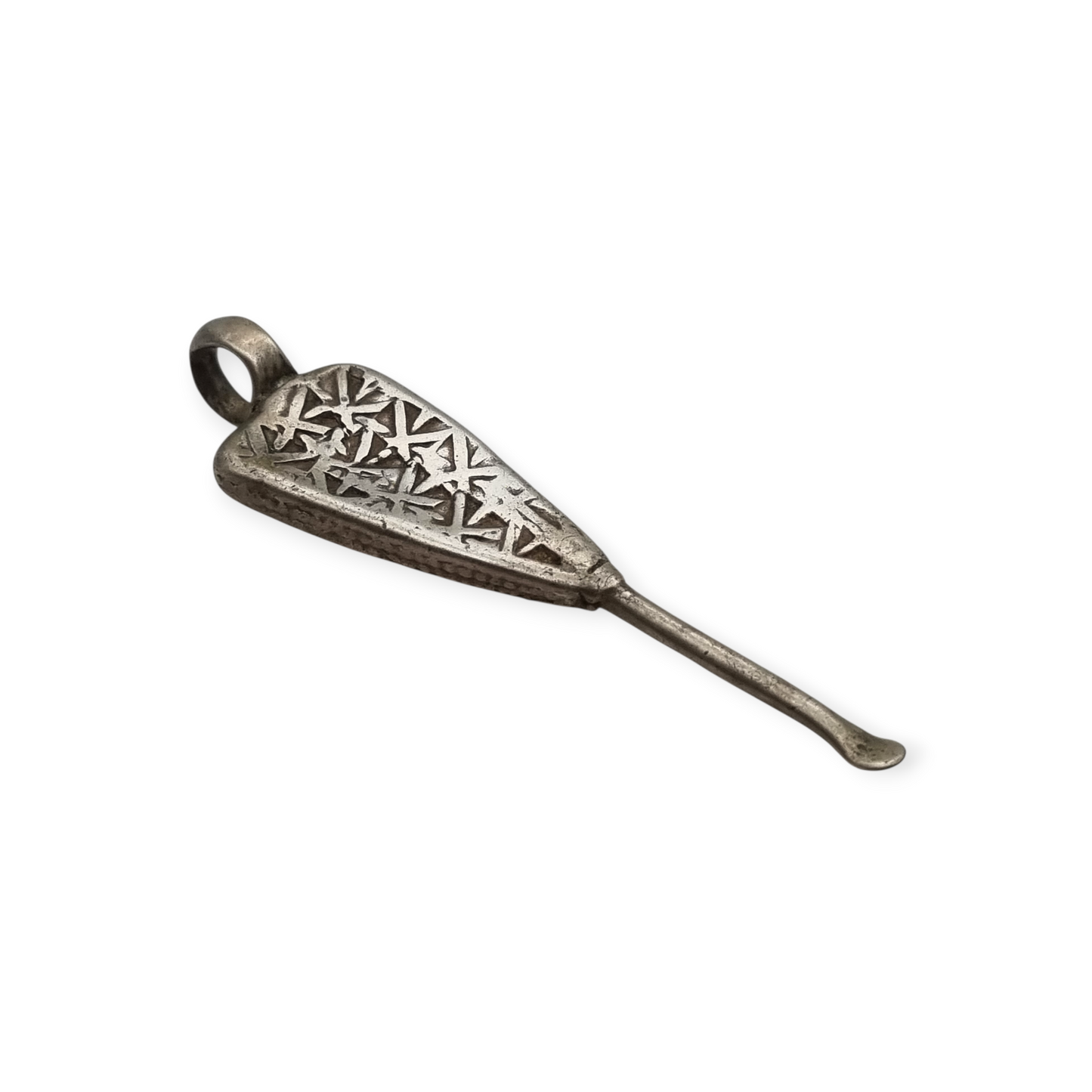 Handmade Ethiopian silver ethnic spoon pendant, traditional use