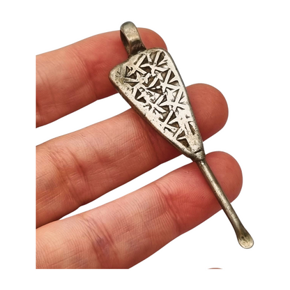 Handmade Ethiopian silver ethnic spoon pendant, traditional use