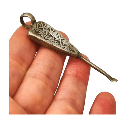 Handmade Ethiopian silver ethnic spoon pendant, traditional use