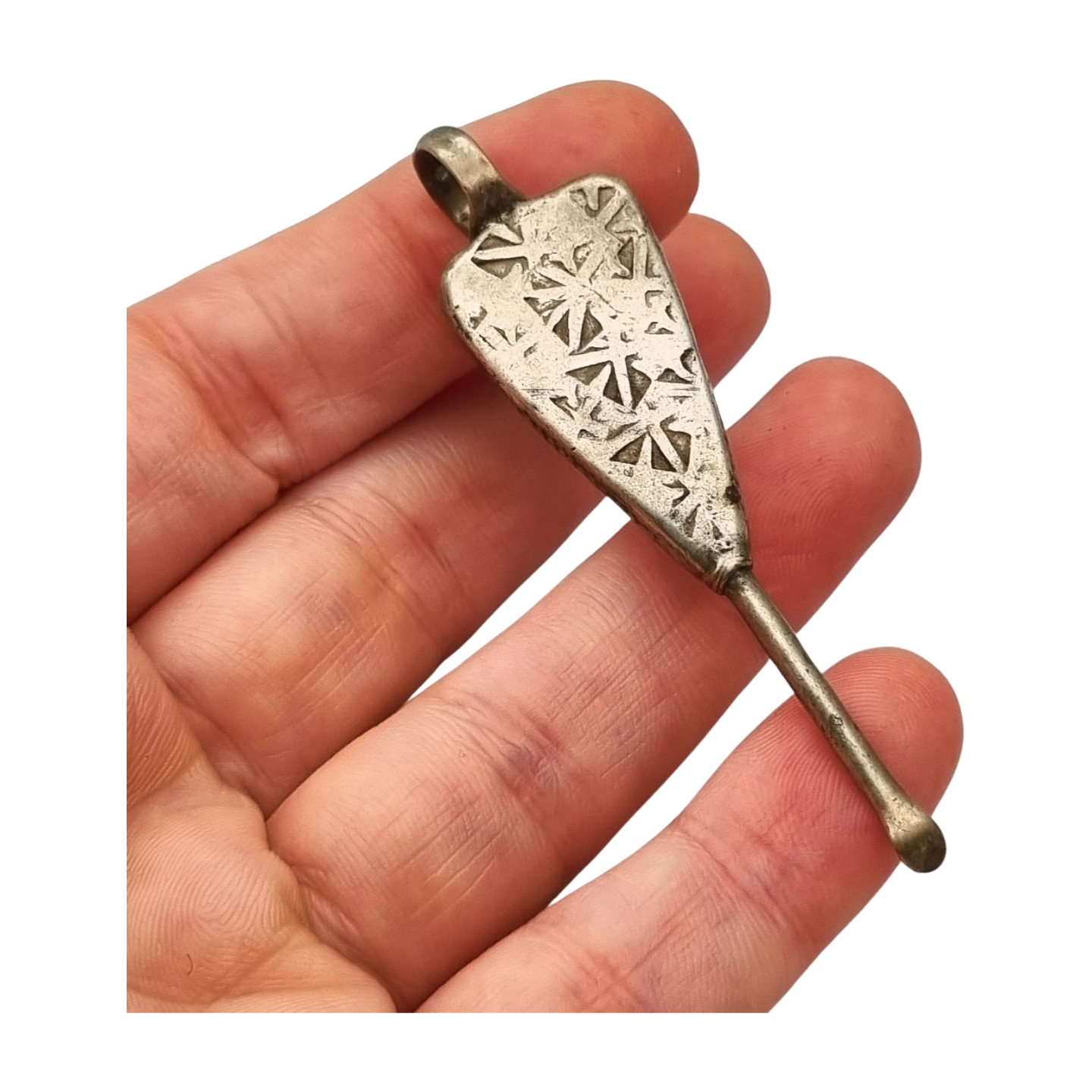 Handmade Ethiopian silver ethnic spoon pendant, traditional use