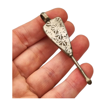 Handmade Ethiopian silver ethnic spoon pendant, traditional use