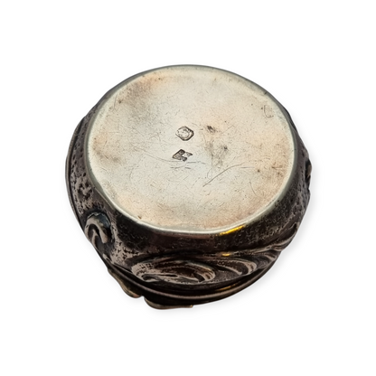 Art Nouveau silver chatelaine box with floral relief, signed JB, France, circa 1920.