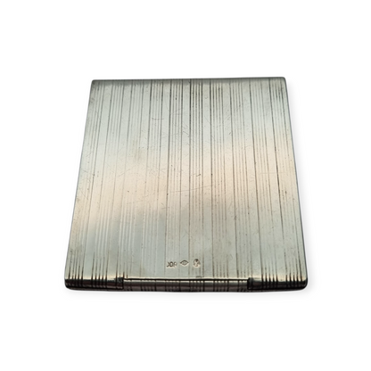 Caja de cerillas Art Deco en plata 800 estriada con cabujón azul, Europa 1930-40