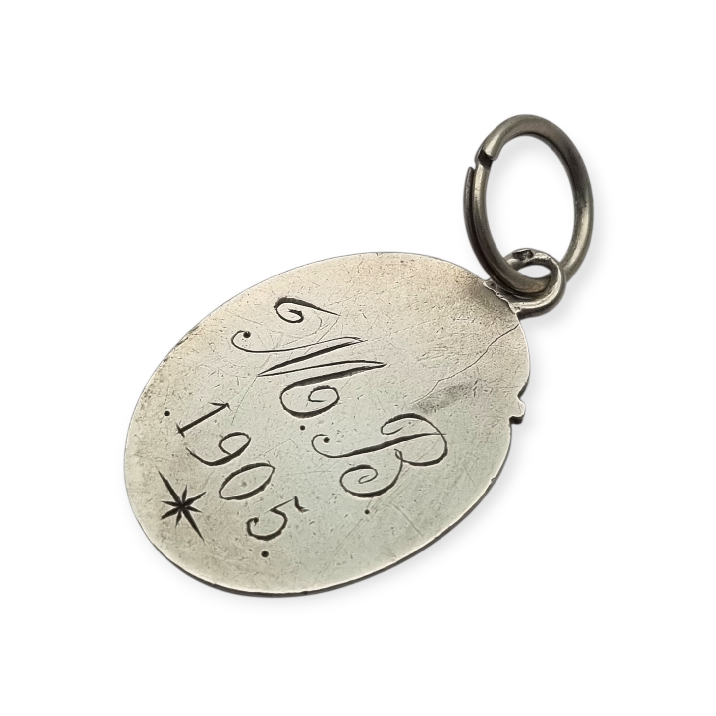 Silver medal pendant with chalice and host, European Art Nouveau design circa 1905