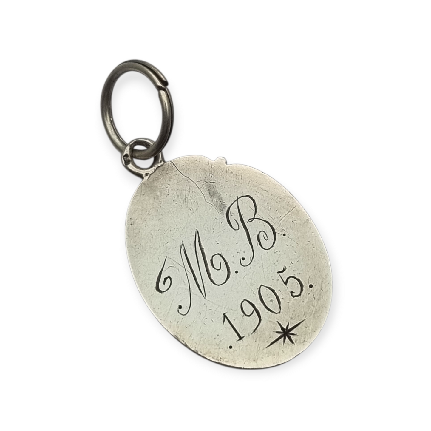 Silver medal pendant with chalice and host, European Art Nouveau design circa 1905