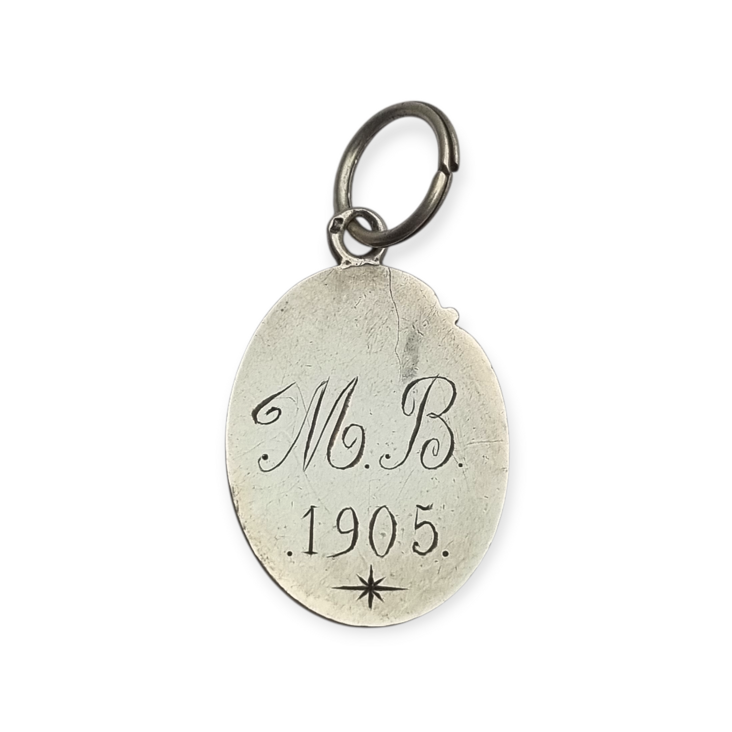 Silver medal pendant with chalice and host, European Art Nouveau design circa 1905