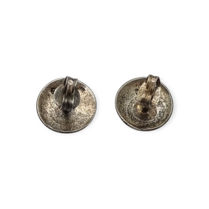 925 Silver Aztec Calendar Sun Earrings from Mexico, circa 1980