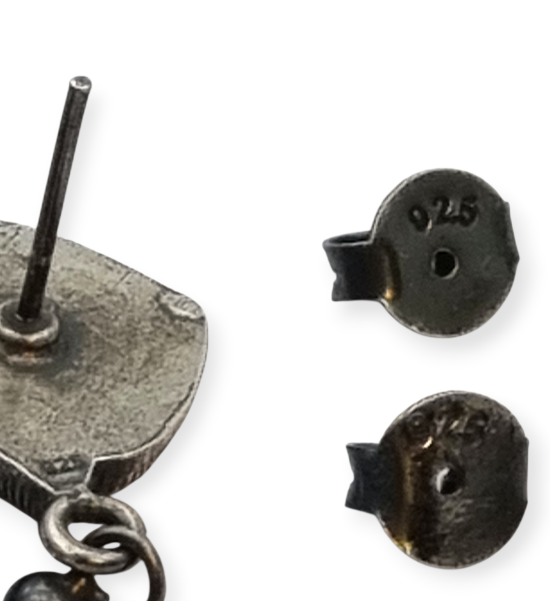 Pendientes étnicos de plata 925 con labradorita de estilo boho, circa 1980-90