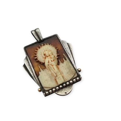 Art Deco silver pendant Virgin of Pilar, Spain circa 1930-40