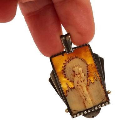 Art Deco silver pendant Virgin of Pilar, Spain circa 1930-40