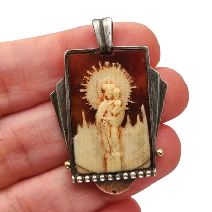 Art Deco silver pendant Virgin of Pilar, Spain circa 1930-40