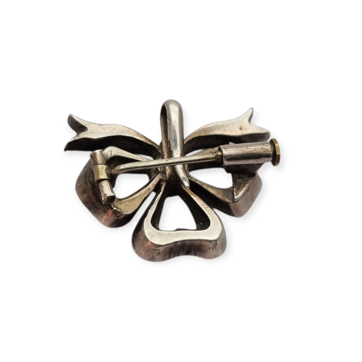 Art Deco bow pendant in silver, antique brooch, Europe Circa 1930-40
