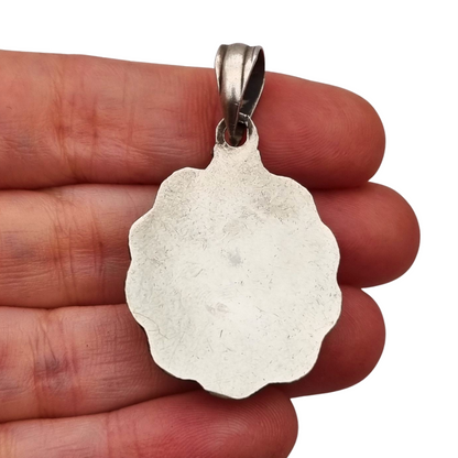 Colgante boho étnico en plata 925 con piedras de colores circa 1970