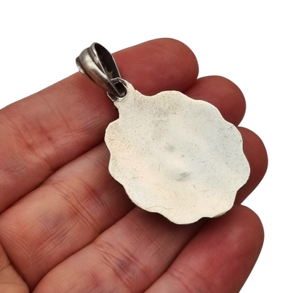 Colgante boho étnico en plata 925 con piedras de colores circa 1970