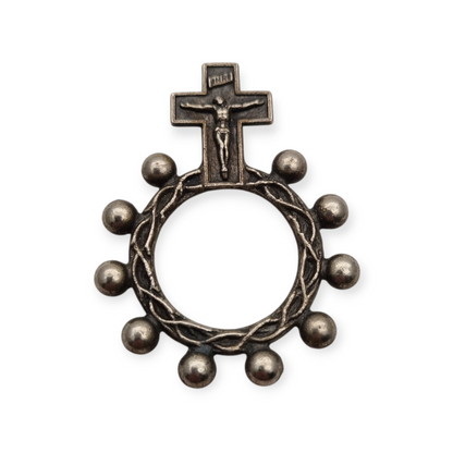 Metal finger rosary with crucifix, Spain circa 1950s, religious item