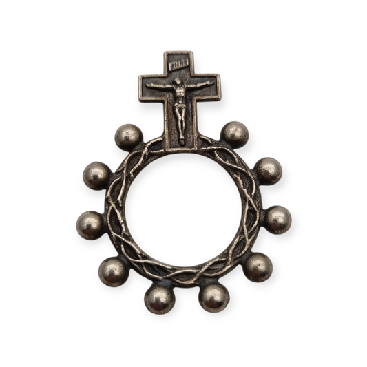 Metal finger rosary with crucifix, Spain circa 1950s, religious item