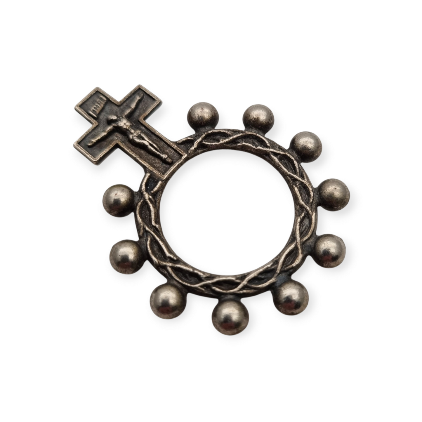 Metal finger rosary with crucifix, Spain circa 1950s, religious item